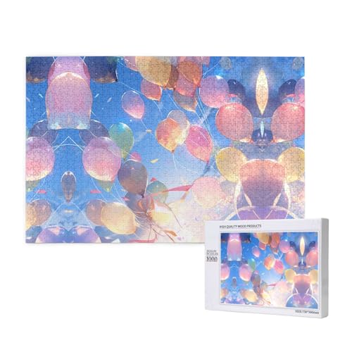 Poezjzw Luftballons Puzzles für Erwachsene, 1000 Teile, Holzpuzzle für Familie, Freunde, Heimdekoration, Wandkunst, 75 x 50 cm von POEZJZW