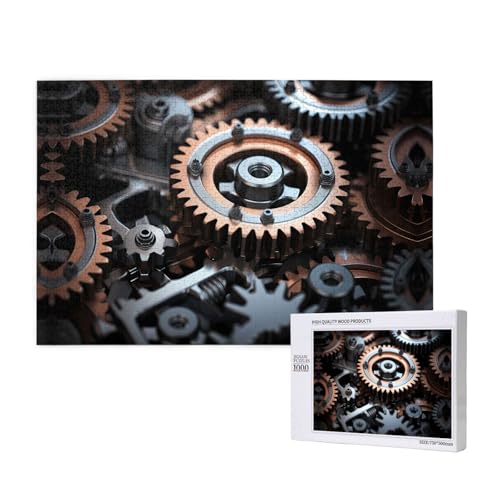 Poezjzw Machine Gear Puzzles für Erwachsene, 1000 Teile, Holzpuzzle für Familie, Freunde, Heimdekoration, Wandkunst, 75 x 50 cm von POEZJZW