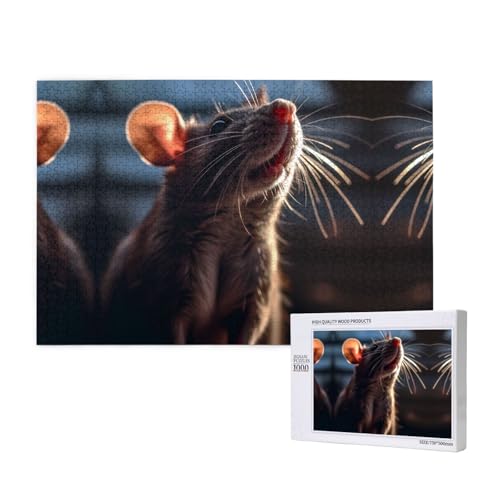 Poezjzw Maus-Nahaufnahme-Puzzles für Erwachsene, 1000 Teile, Holzpuzzle für Familie, Freunde, Heimdekoration, Wandkunst, 75 x 50 cm Poezjzw Maus-Nahaufnahme-Puzzles für Erwachsene, 1000 Teile, Holzpuzzle für Familie, Freunde, Heimdekoration, Wandkunst, 75 x 50 cm von POEZJZW