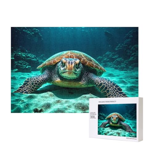 Poezjzw Meerschildkröte, klassisches Puzzle für Erwachsene, 300 Teile, Holzpuzzle, moderne Wohnkultur, intellektuelles Spiel, 40 x 28 cm von POEZJZW