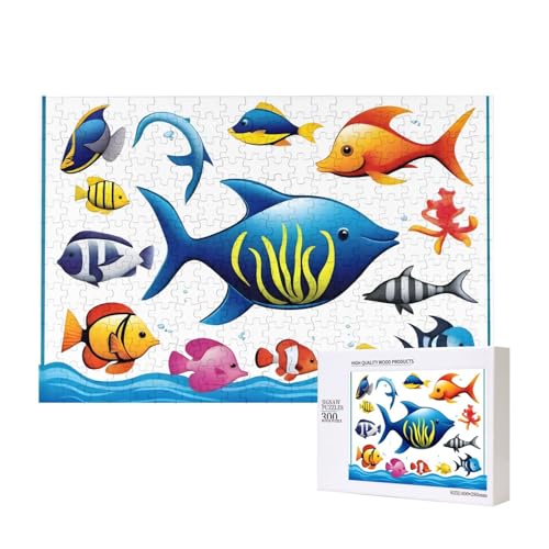 Poezjzw Meerwassertiere, klassisches Puzzle für Erwachsene, 300 Teile, Holzpuzzle, moderne Wohnkultur, intellektuelles Spiel, 40 x 28 cm von POEZJZW