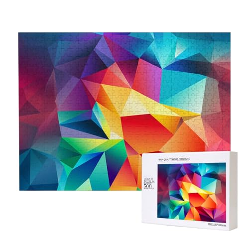Poezjzw Mehrfarbige Polygon-Puzzles für Erwachsene, 500 Teile, Holzpuzzle für Familie, Freunde, Heimdekoration, Wandkunst, 50 x 38 cm Poezjzw Mehrfarbige Polygon-Puzzles für Erwachsene, 500 Teile, Holzpuzzle für Familie, Freunde, Heimdekoration, Wandkunst, 50 x 38 cm von POEZJZW