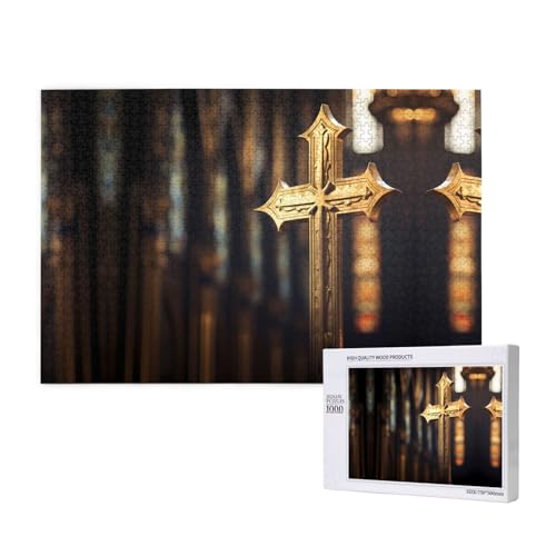 Poezjzw Metall-Kreuz-Puzzles für Erwachsene, 1000 Teile, Holzpuzzle für Familie, Freunde, Heimdekoration, Wandkunst, 75 x 50 cm Poezjzw Metall-Kreuz-Puzzles für Erwachsene, 1000 Teile, Holzpuzzle für Familie, Freunde, Heimdekoration, Wandkunst, 75 x 50 cm von POEZJZW