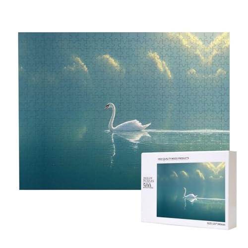 Poezjzw Middle Goose River Puzzles für Erwachsene, 500 Teile, Holzpuzzle für Familie, Freunde, Heimdekoration, Wandkunst, 50 x 38 cm von POEZJZW