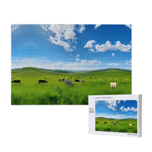 Poezjzw Milchkuh-Puzzles für Erwachsene, 1000 Teile, Holzpuzzle für Familie, Freunde, Heimdekoration, Wandkunst, 75 x 50 cm von POEZJZW