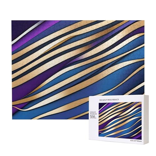 Poezjzw Minimalist Lines Klassisches Puzzle für Erwachsene, 500 Teile, Holzpuzzle, moderne Wohnkultur, intellektuelles Spiel, 52 x 38 cm von POEZJZW