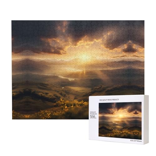 Poezjzw Morgensonne Puzzles für Erwachsene, 500 Teile, Holzpuzzle für Familie, Freunde, Heimdekoration, Wandkunst, 50 x 38 cm Poezjzw Morgensonne Puzzles für Erwachsene, 500 Teile, Holzpuzzle für Familie, Freunde, Heimdekoration, Wandkunst, 50 x 38 cm von POEZJZW