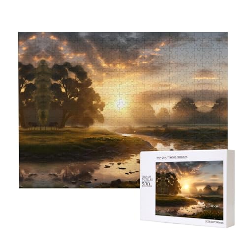 Poezjzw Morning Sunshine Puzzles für Erwachsene, 500 Teile, Holzpuzzle für Familie, Freunde, Heimdekoration, Wandkunst, 50 x 38 cm Poezjzw Morning Sunshine Puzzles für Erwachsene, 500 Teile, Holzpuzzle für Familie, Freunde, Heimdekoration, Wandkunst, 50 x 38 cm von POEZJZW