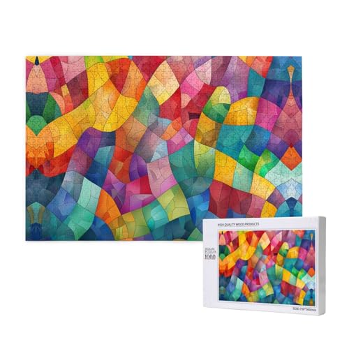 Poezjzw Mosaik-Farbkarten-Puzzles für Erwachsene, 1000 Teile, Holzpuzzle für Familie, Freunde, Heimdekoration, Wandkunst, 75 x 50 cm von POEZJZW