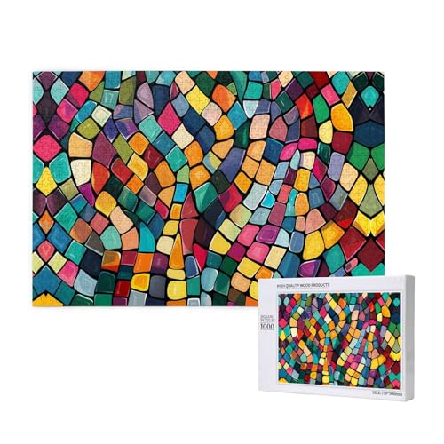 Poezjzw Mosaik-Puzzles für Erwachsene, 1000 Teile, Holzpuzzle für Familie, Freunde, Heimdekoration, Wandkunst, 75 x 50 cm von POEZJZW