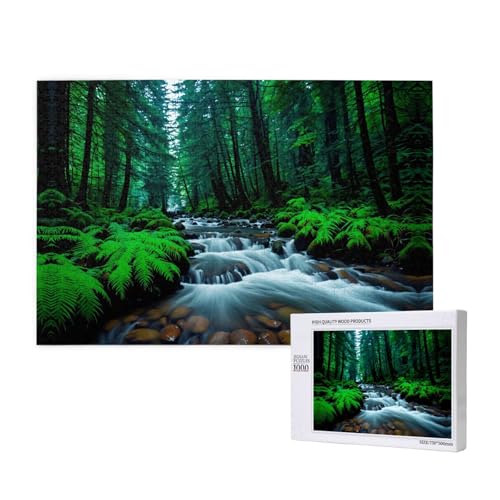 Poezjzw Naturlandschaft Stream Klassisches Puzzle für Erwachsene, 1000 Teile, Holzpuzzle, moderne Heimdekoration, intellektuelles Spiel, 75 x 50 cm von POEZJZW