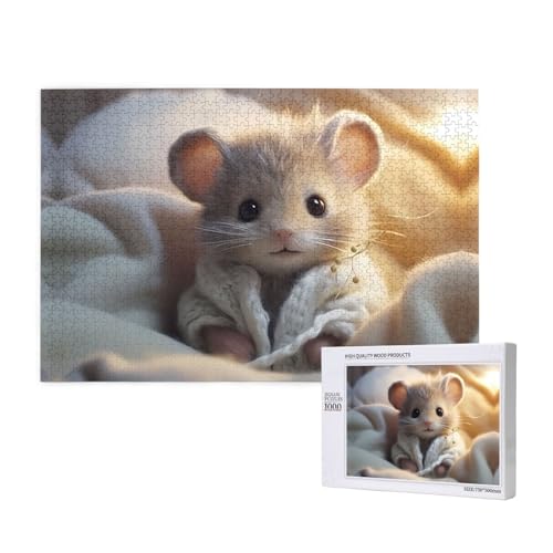 Poezjzw Nerdy Mouse Boy Puzzles für Erwachsene, 1000 Teile, Holzpuzzle für Familie, Freunde, Heimdekoration, Wandkunst, 75 x 50 cm von POEZJZW