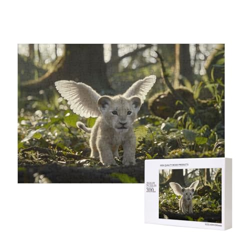 Poezjzw Niedliche geflügelte Löwen-Puzzles für Erwachsene, 300 Teile, Holzpuzzle für Familie, Freunde, Heimdekoration, Wandkunst, 15,7 x 27,9 cm Poezjzw Niedliche geflügelte Löwen-Puzzles für Erwachsene, 300 Teile, Holzpuzzle für Familie, Freunde, Heimdekoration, Wandkunst, 15,7 x 27,9 cm von POEZJZW
