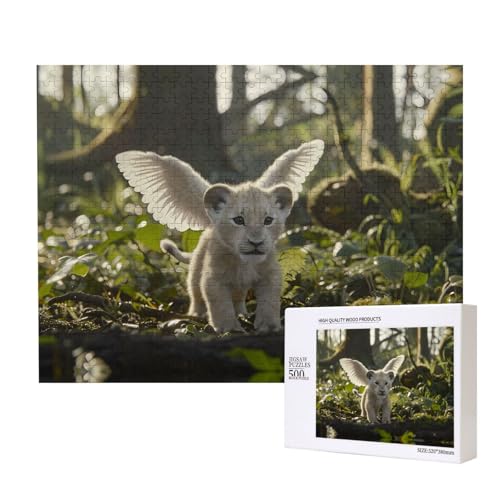 Poezjzw Niedliche geflügelte Löwen-Puzzles für Erwachsene, 500 Teile, Holzpuzzle für Familie, Freunde, Heimdekoration, Wandkunst, 50 x 38 cm Poezjzw Niedliche geflügelte Löwen-Puzzles für Erwachsene, 500 Teile, Holzpuzzle für Familie, Freunde, Heimdekoration, Wandkunst, 50 x 38 cm von POEZJZW