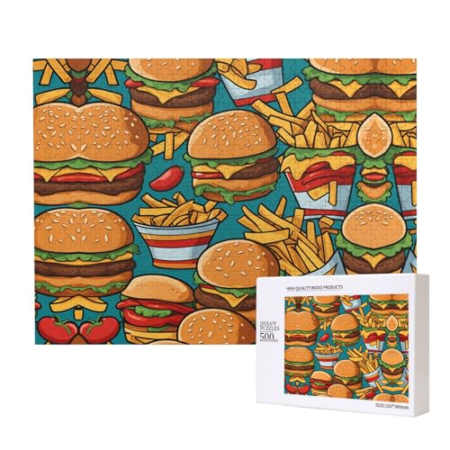 Poezjzw Niedliches Burger Pommes Puzzle für Erwachsene, klassisches Puzzle, 500 Teile, Holzpuzzle, moderne Wohnkultur, intellektuelles Spiel, 52 x 38 cm Poezjzw Niedliches Burger Pommes Puzzle für Erwachsene, klassisches Puzzle, 500 Teile, Holzpuzzle, moderne Wohnkultur, intellektuelles Spiel, 52 x 38 cm von POEZJZW
