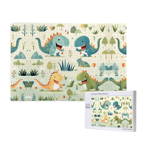 Poezjzw Niedliches kleines Baby-Dinosaurier-Puzzle für Erwachsene, klassisches Puzzle, 1000 Teile, Holzpuzzle, moderne Heimdekoration, intellektuelles Spiel, 75 x 50 cm von POEZJZW