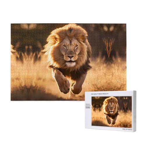 Poezjzw North American Lion Running Puzzles für Erwachsene, 1000 Teile, Holzpuzzle für Familie, Freunde, Heimdekoration, Wandkunst, 75 x 50 cm Poezjzw North American Lion Running Puzzles für Erwachsene, 1000 Teile, Holzpuzzle für Familie, Freunde, Heimdekoration, Wandkunst, 75 x 50 cm von POEZJZW
