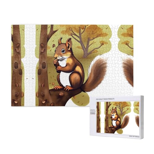 Poezjzw Nussfressendes Eichhörnchen-Puzzle für Erwachsene, klassisches Puzzle, 1000 Teile, Holzpuzzle, moderne Heimdekoration, intellektuelles Spiel, 75 x 50 cm Poezjzw Nussfressendes Eichhörnchen-Puzzle für Erwachsene, klassisches Puzzle, 1000 Teile, Holzpuzzle, moderne Heimdekoration, intellektuelles Spiel, 75 x 50 cm von POEZJZW