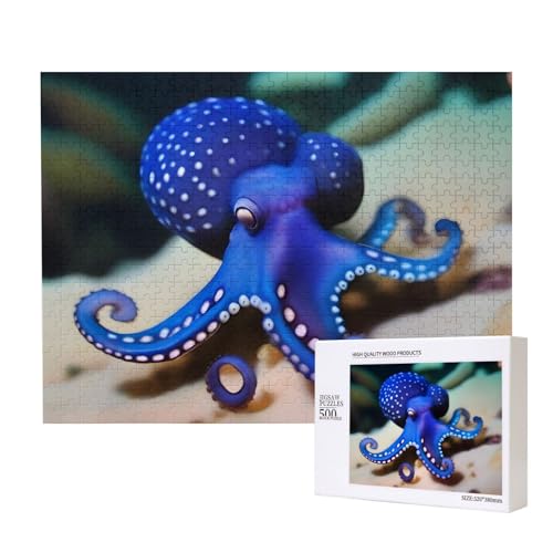 Poezjzw Octopus Klassisches Puzzle für Erwachsene, 500 Teile, Holzpuzzle, moderne Wohnkultur, intellektuelles Spiel, 52 x 38 cm von POEZJZW