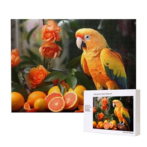 Poezjzw Oranges Papageien-Vogel-Puzzles für Erwachsene, 500 Teile, Holzpuzzle für Familie, Freunde, Heimdekoration, Wandkunst, 50 x 38 cm Poezjzw Oranges Papageien-Vogel-Puzzles für Erwachsene, 500 Teile, Holzpuzzle für Familie, Freunde, Heimdekoration, Wandkunst, 50 x 38 cm von POEZJZW
