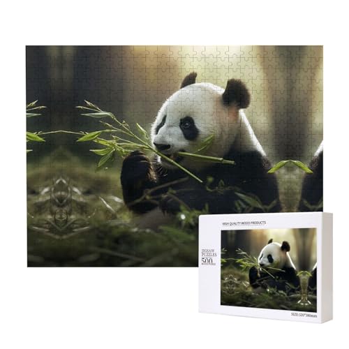Poezjzw Panda-Puzzles für Erwachsene, 500 Teile, Holzpuzzle für Familie, Freunde, Heimdekoration, Wandkunst, 50 x 38 cm Poezjzw Panda-Puzzles für Erwachsene, 500 Teile, Holzpuzzle für Familie, Freunde, Heimdekoration, Wandkunst, 50 x 38 cm von POEZJZW