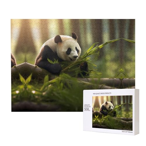 Poezjzw Panda isst Bambus-Puzzles für Erwachsene, 500 Teile, Holzpuzzle für Familie, Freunde, Heimdekoration, Wandkunst, 50,4 x 38,1 cm Poezjzw Panda isst Bambus-Puzzles für Erwachsene, 500 Teile, Holzpuzzle für Familie, Freunde, Heimdekoration, Wandkunst, 50,4 x 38,1 cm von POEZJZW