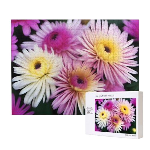 Poezjzw Persische Chrysanthemu Erwachsenen-Puzzle, klassisches Puzzle, 500 Teile, Holzpuzzle, moderne Wohnkultur, intellektuelles Spiel, 52 x 38 cm von POEZJZW