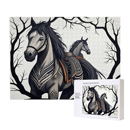 Poezjzw Pferd im Wald klassisches Puzzle für Erwachsene, 500 Teile, Holzpuzzle, moderne Wohnkultur, intellektuelles Spiel, 52 x 38 cm Poezjzw Pferd im Wald klassisches Puzzle für Erwachsene, 500 Teile, Holzpuzzle, moderne Wohnkultur, intellektuelles Spiel, 52 x 38 cm von POEZJZW