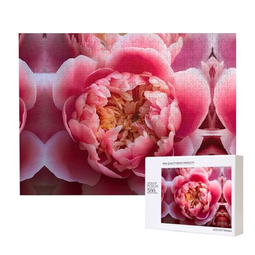 Poezjzw Pfingstrosen-Puzzles für Erwachsene, 500 Teile, Holzpuzzle für Familie, Freunde, Heimdekoration, Wandkunst, 50 x 38 cm von POEZJZW
