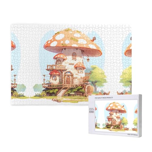 Poezjzw Pilzhaus-Puzzles für Erwachsene, 1000 Teile, Holzpuzzle für Familie, Freunde, Heimdekoration, Wandkunst, 75 x 50 cm von POEZJZW