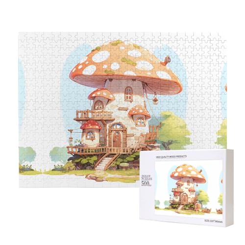 Poezjzw Pilzhaus-Puzzles für Erwachsene, 500 Teile, Holzpuzzle für Familie, Freunde, Heimdekoration, Wandkunst, 500 x 38 cm Poezjzw Pilzhaus-Puzzles für Erwachsene, 500 Teile, Holzpuzzle für Familie, Freunde, Heimdekoration, Wandkunst, 500 x 38 cm von POEZJZW
