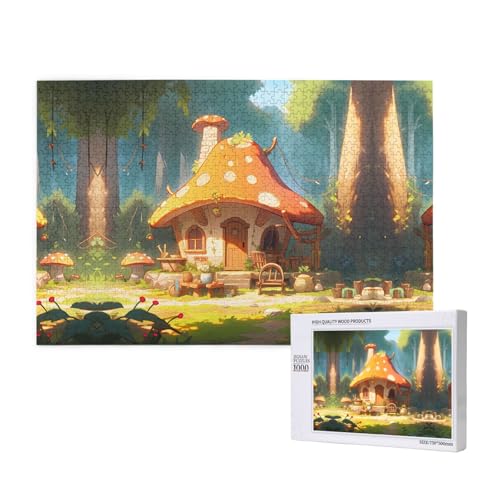 Poezjzw Pilzzimmer-Puzzles für Erwachsene, 1000 Teile, Holzpuzzle für Familie, Freunde, Heimdekoration, Wandkunst, 75 x 50 cm von POEZJZW