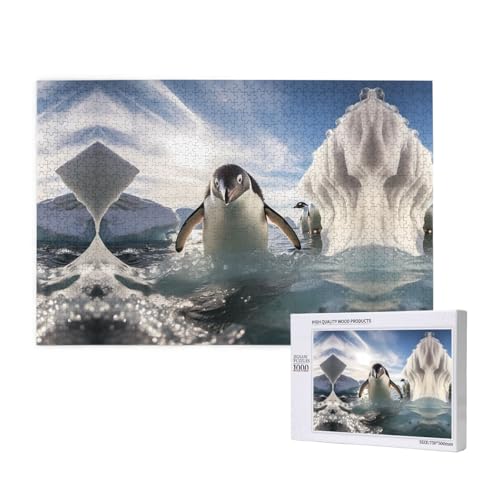 Poezjzw Pinguin-Schwimmpuzzles für Erwachsene, 1000 Teile, Holzpuzzle für Familie, Freunde, Heimdekoration, Wandkunst, 75 x 50 cm Poezjzw Pinguin-Schwimmpuzzles für Erwachsene, 1000 Teile, Holzpuzzle für Familie, Freunde, Heimdekoration, Wandkunst, 75 x 50 cm von POEZJZW