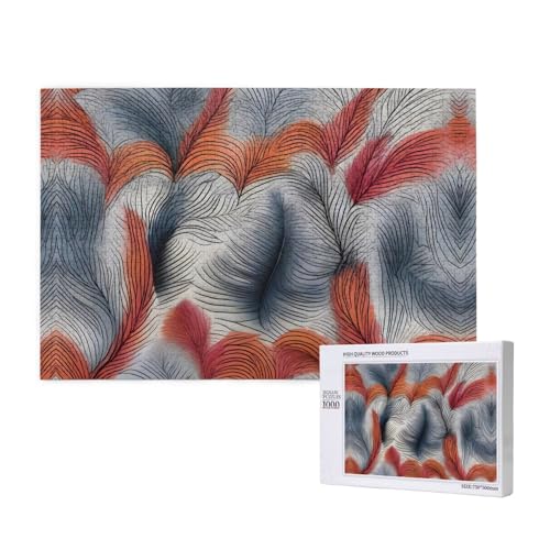 Poezjzw Plume Klassisches Puzzle für Erwachsene, 1000 Teile, Holzpuzzle, moderne Wohnkultur, intellektuelles Spiel, 75 x 50 cm von POEZJZW
