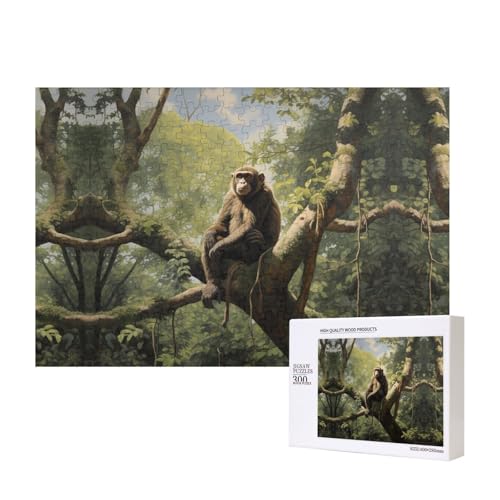 Poezjzw Puzzle Affe sitzt auf einem Baum für Erwachsene, 300 Teile, Holzpuzzle für Familie, Freunde, Heimdekoration, Wandkunst, 15,7 x 27,9 cm Poezjzw Puzzle Affe sitzt auf einem Baum für Erwachsene, 300 Teile, Holzpuzzle für Familie, Freunde, Heimdekoration, Wandkunst, 15,7 x 27,9 cm von POEZJZW