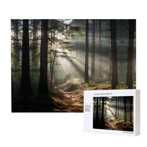 Poezjzw Puzzle "Light In The Forest" für Erwachsene, 500 Teile, Holzpuzzle für Familie, Freunde, Heimdekoration, Wandkunst, 50 x 38 cm Poezjzw Puzzle "Light In The Forest" für Erwachsene, 500 Teile, Holzpuzzle für Familie, Freunde, Heimdekoration, Wandkunst, 50 x 38 cm von POEZJZW