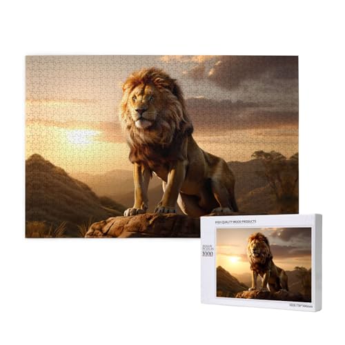 Poezjzw Puzzle Löwe auf dem Berg, 1000 Teile, Holzpuzzle für Familie, Freunde, Heimdekoration, Wandkunst, 75 x 50 cm Poezjzw Puzzle Löwe auf dem Berg, 1000 Teile, Holzpuzzle für Familie, Freunde, Heimdekoration, Wandkunst, 75 x 50 cm von POEZJZW