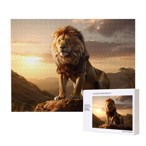 Poezjzw Puzzle Löwe auf dem Berg, für Erwachsene, 500 Teile, Holzpuzzle für Familie, Freunde, Heimdekoration, Wandkunst, 50 x 38 cm Poezjzw Puzzle Löwe auf dem Berg, für Erwachsene, 500 Teile, Holzpuzzle für Familie, Freunde, Heimdekoration, Wandkunst, 50 x 38 cm von POEZJZW