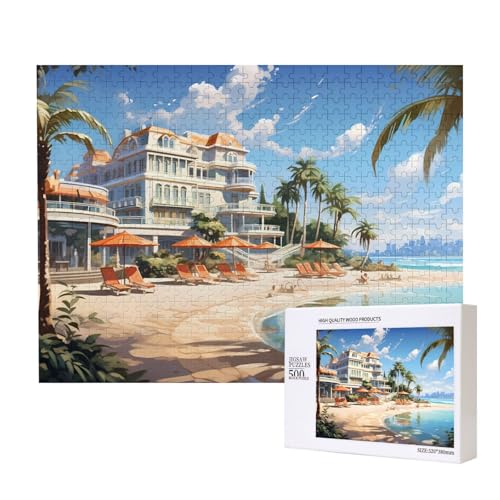 Poezjzw Puzzle im Strandresort-Stil, für Erwachsene, 500 Teile, Holzpuzzle für Familie, Freunde, Heimdekoration, Wandkunst, 50 x 38 cm Poezjzw Puzzle im Strandresort-Stil, für Erwachsene, 500 Teile, Holzpuzzle für Familie, Freunde, Heimdekoration, Wandkunst, 50 x 38 cm von POEZJZW
