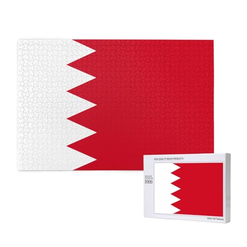 Poezjzw Puzzle mit Bahrain-Flagge, 1000 Teile, Holzpuzzle für Familie, Freunde, Heimdekoration, Wandkunst, 75 x 50 cm von POEZJZW