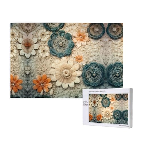 Poezjzw Puzzle mit Blumen für Erwachsene, 1000 Teile, Holzpuzzle für Familie, Freunde, Heimdekoration, Wandkunst, 75 x 50 cm von POEZJZW
