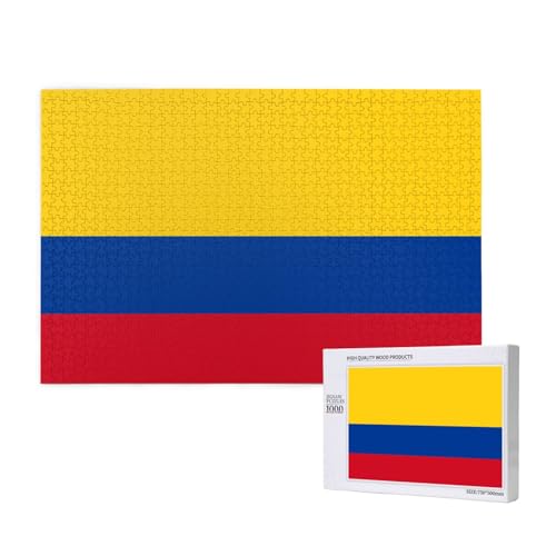 Poezjzw Puzzle mit Flagge von Kolumbien, 1000 Teile, Holzpuzzle für Familie, Freunde, Heimdekoration, Wandkunst, 75 x 50 cm von POEZJZW