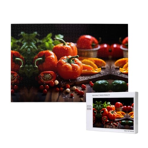 Poezjzw Puzzle mit Gemüse und Obst für Erwachsene, 1000 Teile, Holzpuzzle für Familie, Freunde, Heimdekoration, Wandkunst, 75 x 50 cm Poezjzw Puzzle mit Gemüse und Obst für Erwachsene, 1000 Teile, Holzpuzzle für Familie, Freunde, Heimdekoration, Wandkunst, 75 x 50 cm von POEZJZW