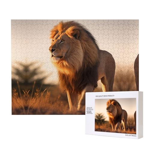 Poezjzw Puzzle mit Löwen für Erwachsene, 500 Teile, Holzpuzzle für Familie, Freunde, Heimdekoration, Wandkunst, 50 x 38 cm Poezjzw Puzzle mit Löwen für Erwachsene, 500 Teile, Holzpuzzle für Familie, Freunde, Heimdekoration, Wandkunst, 50 x 38 cm von POEZJZW