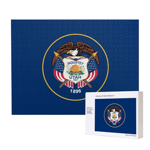 Poezjzw Puzzle mit Utah-Flagge für Erwachsene, 500 Teile, Holzpuzzle für Familie, Freunde, Heimdekoration, Wandkunst, 50 x 38 cm Poezjzw Puzzle mit Utah-Flagge für Erwachsene, 500 Teile, Holzpuzzle für Familie, Freunde, Heimdekoration, Wandkunst, 50 x 38 cm von POEZJZW