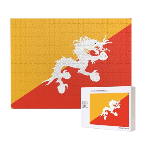 Poezjzw Puzzle mit bhutanischer Flagge für Erwachsene, 500 Teile, Holzpuzzle für Familie, Freunde, Heimdekoration, Wandkunst, 50 x 38 cm Poezjzw Puzzle mit bhutanischer Flagge für Erwachsene, 500 Teile, Holzpuzzle für Familie, Freunde, Heimdekoration, Wandkunst, 50 x 38 cm von POEZJZW