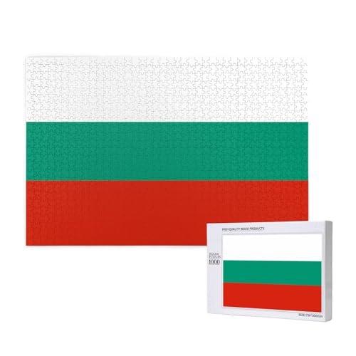 Poezjzw Puzzle mit bulgarischer Flagge, 1000 Teile, Holzpuzzle für Familie, Freunde, Heimdekoration, Wandkunst, 75 x 50 cm von POEZJZW