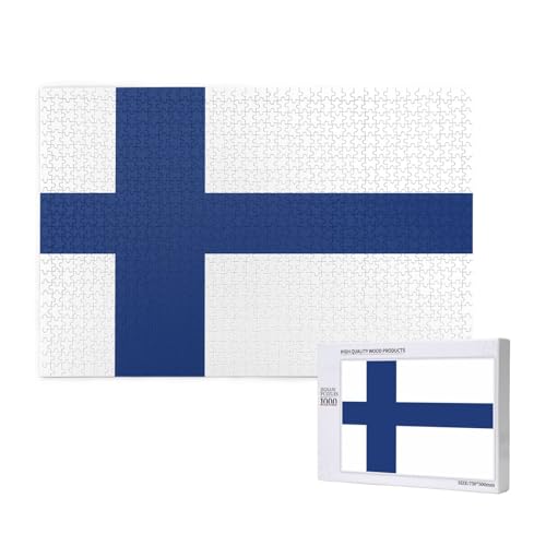 Poezjzw Puzzle mit finnischer Flagge für Erwachsene, 1000 Teile, Holzpuzzle für Familie, Freunde, Heimdekoration, Wandkunst, 75 x 50 cm Poezjzw Puzzle mit finnischer Flagge für Erwachsene, 1000 Teile, Holzpuzzle für Familie, Freunde, Heimdekoration, Wandkunst, 75 x 50 cm von POEZJZW