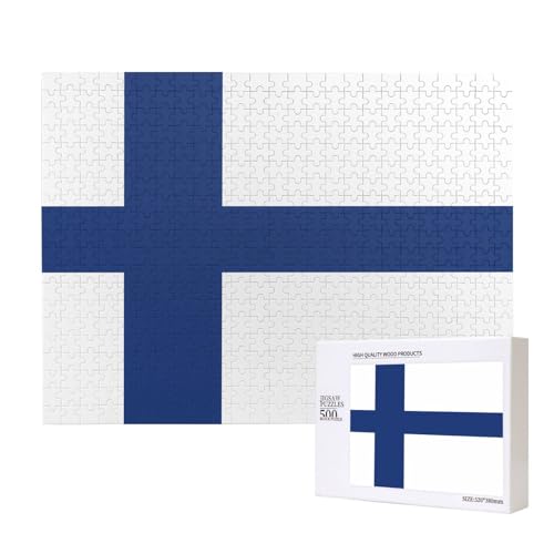 Poezjzw Puzzle mit finnischer Flagge für Erwachsene, 500 Teile, Holzpuzzle für Familie, Freunde, Heimdekoration, Wandkunst, 50 x 38 cm Poezjzw Puzzle mit finnischer Flagge für Erwachsene, 500 Teile, Holzpuzzle für Familie, Freunde, Heimdekoration, Wandkunst, 50 x 38 cm von POEZJZW