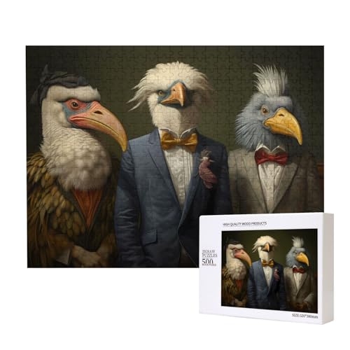 Poezjzw Puzzle mit mehreren Vogelkopf-Anthropomorphismen für Erwachsene, 500 Teile, Holzpuzzle für Familie, Freunde, Heimdekoration, Wandkunst, 50 x 38 cm Poezjzw Puzzle mit mehreren Vogelkopf-Anthropomorphismen für Erwachsene, 500 Teile, Holzpuzzle für Familie, Freunde, Heimdekoration, Wandkunst, 50 x 38 cm von POEZJZW